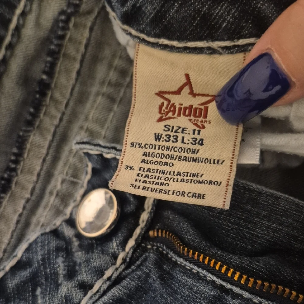 L.A. Idol Dark Blue Boot Cut Jeans with Embellished Pocket - Picture 2 of 4